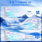 Portable Air Conditioners,air conditioner, 3-Speed Fan, 2-Speed Cold Fog,4 in 1 Humidifier, Air Conditioner,Fan,2 Atomising Nozzle, 7-Colour Led Light, Large Capacity 1500ml,Remote Control