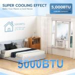 ZAFRO Window Air Conditioners 5000BTU, Cools 150 Sq. Ft,2 Cooling Mode & Fan Speeds,Ultra-Quiet, Sleep Mode & Energy Saving AC Unit for Bedroom, Living Room,White