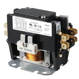 Dreyoo 24V Coil 1 Pole Air Conditioner Contactor, UL Certified Carrier HVAC Motor Contactor, Air Conditioner Replacement Relay, Compatible with C230b, Heat Pump, Refrigeration Systems(40A)