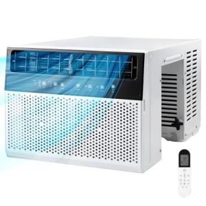 Electactic U-Shaped Window Air Conditioner, 12000BTU Window AC Units Cools up to 550 Sq. Ft, 6 Modes, Saddle Window AC Unit with Full Window View, Energy Saving, Installation Kit Included, CEER 10.5