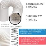 Portable AC Window Vent Kit, Adjustable Vertical/Horizontal Sliding Window Kit Plate for AC Unit, AC Window Vent Kit, AC Window Seal With 5.9 Inch Diameter, 59 Inch Length Exhaust Hose