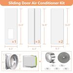 Gulrear 95" Sliding Door AC Vent Kit with Φ 5.9"AC Hose Security Lock & Weather Stripping Universal 5.0/5.9 Inch Coupler for Window/Sliding Glass Door Portable AC Energy Saving Airtight Seal Pancel