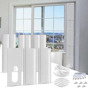 Cestluck Sliding Door Air Conditioner Kit, with 5.9" Coupler and Bird Guard, 6 Plates Portable Air Conditioner Sliding Door Vent Kit Max Adjustable Length 95 Inch, Suit for 5.9 Inch Exhaust Hose