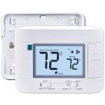 Aowel 2 Heat/ 1 Cool Non-Programmable Thermostat for Home Heat Pump System and Conventional Single-Stage System, with Room Temperature & Humidity Monitor (White Backlit Screen)