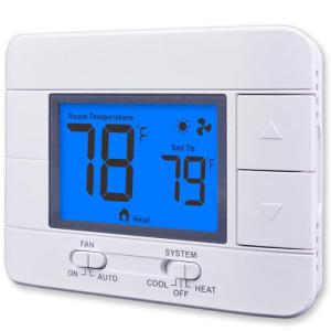Aowel Non Programmable Thermostat for Home 1 Heat/ 1 Cool Single-Stage System, with Room Temperature Monitor (LCD Blue Backlit Screen)