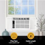 Whirlpool WHAW061CW 6,000 BTU Air Conditioner with Dehumidifier, 115V, Window AC 250 Sq. Ft, Living Room, Bedroom, or Kitchen, with Remote Control, Digital Display, and 24H-Timer, Bright White