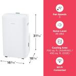 Frigidaire 4-in-1 Smart Portable Room Air Conditioner with Wi-Fi & Supplemental Heat 14,000 BTU (ASHRAE) / 10,000 BTU (DOE), Cools Up to 700 Sq. Ft., Quiet Operation, White