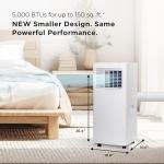 TCL 5,000 BTU Smart Portable Air Conditioner, Fan & Dehumidifier, 150 Sq. Ft., Ultra-Compact Design, Remote Control, Compatible with Alexa/Google Assistant, Install Kit Included