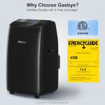 Gasbye Dual Hose Portable Air Conditioner, [2025 Upgraded] Full DC Inverter Compressor, Energy-Saving 13.6 CEER, Low Noise (45dB), Cools Room up to 500 Sq.Ft., Backlit Remote Control, 14,000BTU, Black