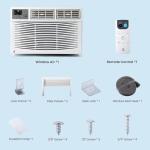 10,000 BTU Window Air Conditioner, 115V, Window AC Cools up to 450 Sq. Ft for Bedroom, Living Room, Quiet Operation with Remote Control, 3 Cooling & Fan Speeds, Auto Restart, White