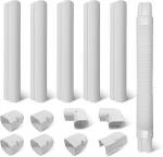 Decorative Line Cover Kit for Mini Split, 10Ft 3"W Thick PVC Ducts/High Tensile ABS Elbow Universal, Easy Installation for Mini Split-System Air Conditioners/Central AC/Heat Pumps Systems