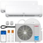 TOSOT 24,000 BTU Dual 2 Zone Mini Split Air Conditioner with Heat Pump, 21 SEER2, 230V, Wifi-Enabled Ductless Inverter Split System with 16.4 ft Copper Line Set, 12,000 + 12,000 BTU, Cosmo Series