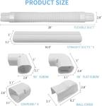Decorative Line Cover Kit for Mini Split, 10Ft 3"W Thick PVC Ducts/High Tensile ABS Elbow Universal, Easy Installation for Mini Split-System Air Conditioners/Central AC/Heat Pumps Systems