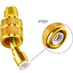 Chinco 1 Pcs R410a Adapter for Mini Split Charging Adapter Vacuum Port with Thimble 5/16 Inch Female Quick Coupler to 1/4 Inch Male Flare for Air Conditioner HVAC Refrigeration (45° Angle)