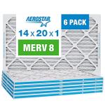 Aerostar 14x20x1 MERV 8 - 6 Count - High Efficiency Pleated HVAC, Furnace & Air Conditioner Filters - Removes Dust, Lint, Mold & Allergy-Causing Pollen