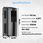 TOSOT 10,200BTU (6,200 BTU SACC) Portable Air Conditioner, Smart Wifi Control, AC Unit with Dehumidifier, Fan, Window Kit for Easy Installation, Cool Rooms Up to 400 Square Feet, Shiny Series