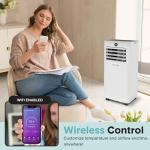 SereneLife SLPAC83W Portable Air Conditioner-8000 Capacity (ASHRAE) Compact Home A/C Cooling Unit Only with Wifi Function, Includes Window Mount Kit (White), 8,000 BTU