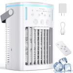 Portable Air Conditioners, 2025 Upgraded 4-IN-1 Cooling Fan, 1000ml Evaporative Air Cooler with 3-Speeds, 3-Level Humidify, 7-Color Night Light, 2-8H Timer, Personal AC Unit for Bedroom Office (White)