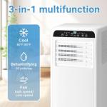Stopsad 10000BTU Portable Air Conditioner, 3-in-1 Free Stand Smart Cooling AC Unit with Dehumidifier, Fan, Cools Room up to 450 sq.ft, 24H Timer, Installation Kit