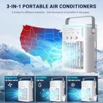 Portable Air Conditioners, 2025 Upgraded 4-IN-1 Cooling Fan, 1000ml Evaporative Air Cooler with 3-Speeds, 3-Level Humidify, 7-Color Night Light, 2-8H Timer, Personal AC Unit for Bedroom Office (White)