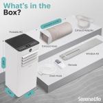 SereneLife SLPAC83W Portable Air Conditioner-8000 Capacity (ASHRAE) Compact Home A/C Cooling Unit Only with Wifi Function, Includes Window Mount Kit (White), 8,000 BTU