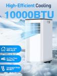 Portable Air Conditioners - 2025 Upgraded 10000 BTU Portable AC for Room up to 450 Sq. Ft, 3 in 1 AC Unit with 24H Timer, Smart Sleep Mode, Remote Control, Air Cooler for Bedroom Kitchen Small-Rooms