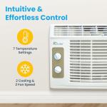 Senville 5,000 BTU Window Air Conditioner, Cools Up to 150 Sq. Ft., Easy to Use Mechanical Control, Washable Filter