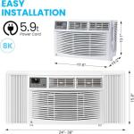 8000 BTU Window Air Conditioner - Cools 350 Sq Ft, Energy Efficient w/Remote & Smart Wi-Fi App Control, Timer, Ultra Quiet Eco Mode 3-in-1 (Cool/Fan/Dehumidifier) for Bedrooms/Offices