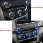 KEEGTBOX Center Control AC Radio Air Conditioner Auto Climate Control Volume Tune Switch Knob Button Cover Compatible with Dodge Ram 2019 2020 2021 Interior Trim Ring Accessories (Blue)