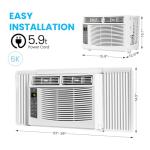 6000btu Window Air Conditioner Units, Fast Cooling 250 Sq.ft. 115V Air Conditioner Window Unit with Remote Controlled, App Controlled, 50db Low Noise,Small Ac Unit for Room Quick Installation