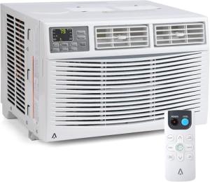 8000 BTU Window Air Conditioner, Up to 550 Sqf, Optional Wifi Control, Three Fan Speeds,Auto-Restart, Self-Evaporation, Sleep Mode, 24H Timer, Intuitive Mechanical Controls, White