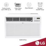 LG 10,000 BTU Through the Wall Air Conditioner, 115V, Cools up to 440 Sq. Ft. for Bedroom, Living Room, Apartment, with Remote, 3 Cool & Fan Speeds, Wall AC Unit, White