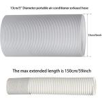 Portable AC Window Kit with 5.1” Exhaust Hose for Sliding Window, Adjustable Air Conditioner Window Vent Kit for Ducting AC Seal Panel for Horizontal&Vertical Window.