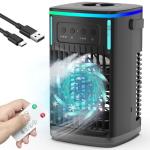 iFeiFan Portable Air Conditioners with Remote, 4-in-1 Portable AC with 1500ml Water Tank, 3 Wind Speeds, 6H Timer, 2 Cool Mist, 7 Lights, Personal Mini Air Conditioner for Room Bedroom Offic