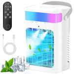 Portable Air Conditioner,Cooling Fan with 3 Speeds & 3 Modes,1500ML Mini Air Conditioner with Remote, Air Conditioner Fan,Night Light,Evaporative Air Cooler for Home/Office