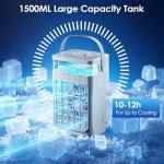 Portable Air Conditioner,Cooling Fan with 3 Speeds & 3 Modes,1500ML Mini Air Conditioner with Remote, Air Conditioner Fan,Night Light,Evaporative Air Cooler for Home/Office