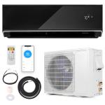 GLACER 12000 BTU Mini Split Air Conditioner & Heater, 22 SEER2 Inverter AC Unit Cools Up to 750 Sq. Ft, Wall-mounted Tubeless Split-System with Mounting Kit (Black, 12000BTU, 208-230V, 22 SEER2-WIFI)