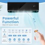 GLACER 12000 BTU Mini Split Air Conditioner & Heater, 22 SEER2 Inverter AC Unit Cools Up to 750 Sq. Ft, Wall-mounted Tubeless Split-System with Mounting Kit (Black, 12000BTU, 208-230V, 22 SEER2-WIFI)