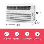Frigidaire 8,000 BTU Smart Window Air Conditioner with Wi-Fi, Cools Up to 350 Sq. Ft., Remote Control, Quiet Operation, Eco Mode, 3 Fan Speeds, White