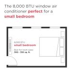 Frigidaire 8,000 BTU Smart Window Air Conditioner with Wi-Fi, Cools Up to 350 Sq. Ft., Remote Control, Quiet Operation, Eco Mode, 3 Fan Speeds, White