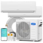 ROVSUN 20000 BTU Dual Zone WIFI Mini Split AC/Heating System, 20 SEER2 2 Zone 9000 + 9000 BTU Ductless Split Air Conditioner with Pre-Charged Condenser, Heat Pump & 25Ft Copper Line Set, 208-230V