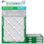 Filterbuy 14x25x1 Air Filter MERV 8 Dust Defense (4-Pack), Pleated HVAC AC Furnace Air Filters Replacement (Actual Size: 13.50 x 24.50 x 0.75 Inches)
