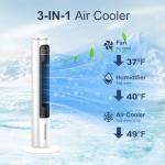 Windowless Portable Air Conditioner Ac Unit with Remote,37” Ventless Evaporative Air Cooler,Quiet Swamp Cooler for 4 Modes, Ductless Tower Fan For 12H Timer, Ice Packs for home Bedroom Indoor White