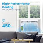 Senville 10,000 BTU Window Air Conditioner, Cools Up to 450 Sq. Ft., Easy to Use, Washable Filter