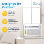 Senville 10,000 BTU Window Air Conditioner, Cools Up to 450 Sq. Ft., Easy to Use, Washable Filter