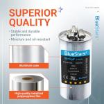 BlueStars 50+5 MFD uf 370 or 440 Volt VAC Dual Run Circular Start Capacitor Replacement Part - Exact Fit for Condenser Straight Cool or Heat Pump Air Conditioner - Replaces 97F9850 97F9970