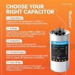 BlueStars 50+5 MFD uf 370 or 440 Volt VAC Dual Run Circular Start Capacitor Replacement Part - Exact Fit for Condenser Straight Cool or Heat Pump Air Conditioner - Replaces 97F9850 97F9970