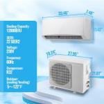 TACOOL 12000 BTU Mini Split Air Conditioner/Heater with Heat Pump 22 SEER2 230V Split AC Unit, Max Coverage Area Up to 750 Sq. Ft, Remote Control, Multiple Modes White