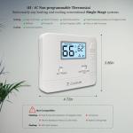 NonProgrammable Thermostat for Home, Single-Stage Systems,Digital Energy-Saving Thermostat,1 Heat/1 Cool, Easy DIY Install,White Backlight