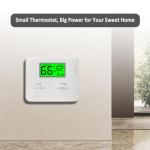 NonProgrammable Thermostat for House, Digital Energy-Saving Thermostat,Single-Stage Systems, 1 Heat/1 Cool, Easy DIY Install, Green Backlight